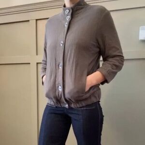 Hard Tail Forever 100% Cotton Button Down Jacket Taupe Gray Size Small